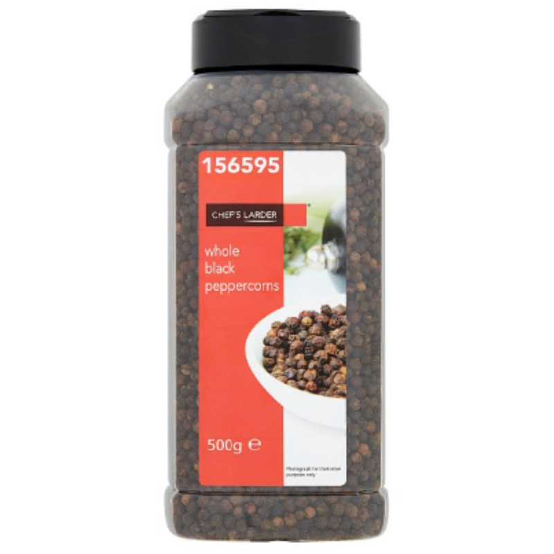 Chef's Larder Whole Black Peppercorns 500g For Cooking And Seasoning In Home Kitchens