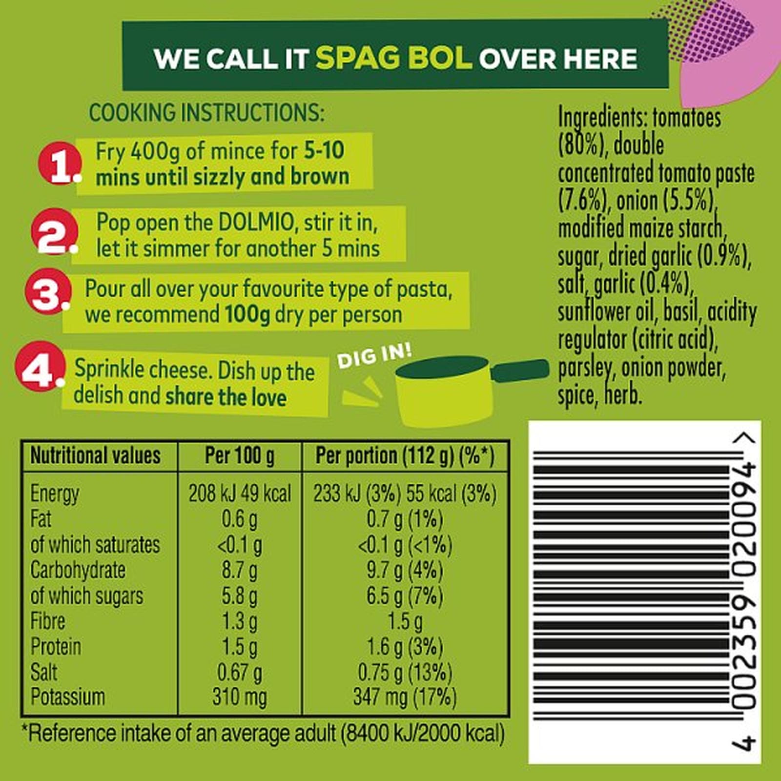 Dolmio Bolognese Onion & Garlic Pasta Sauce 450g PMP £2.19