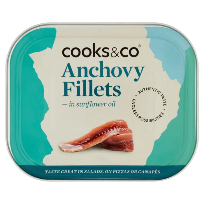 Cooks & Co Anchovy Fillets in Sunflower Oil 365g Case of 24 x 365g Multi Pack UK