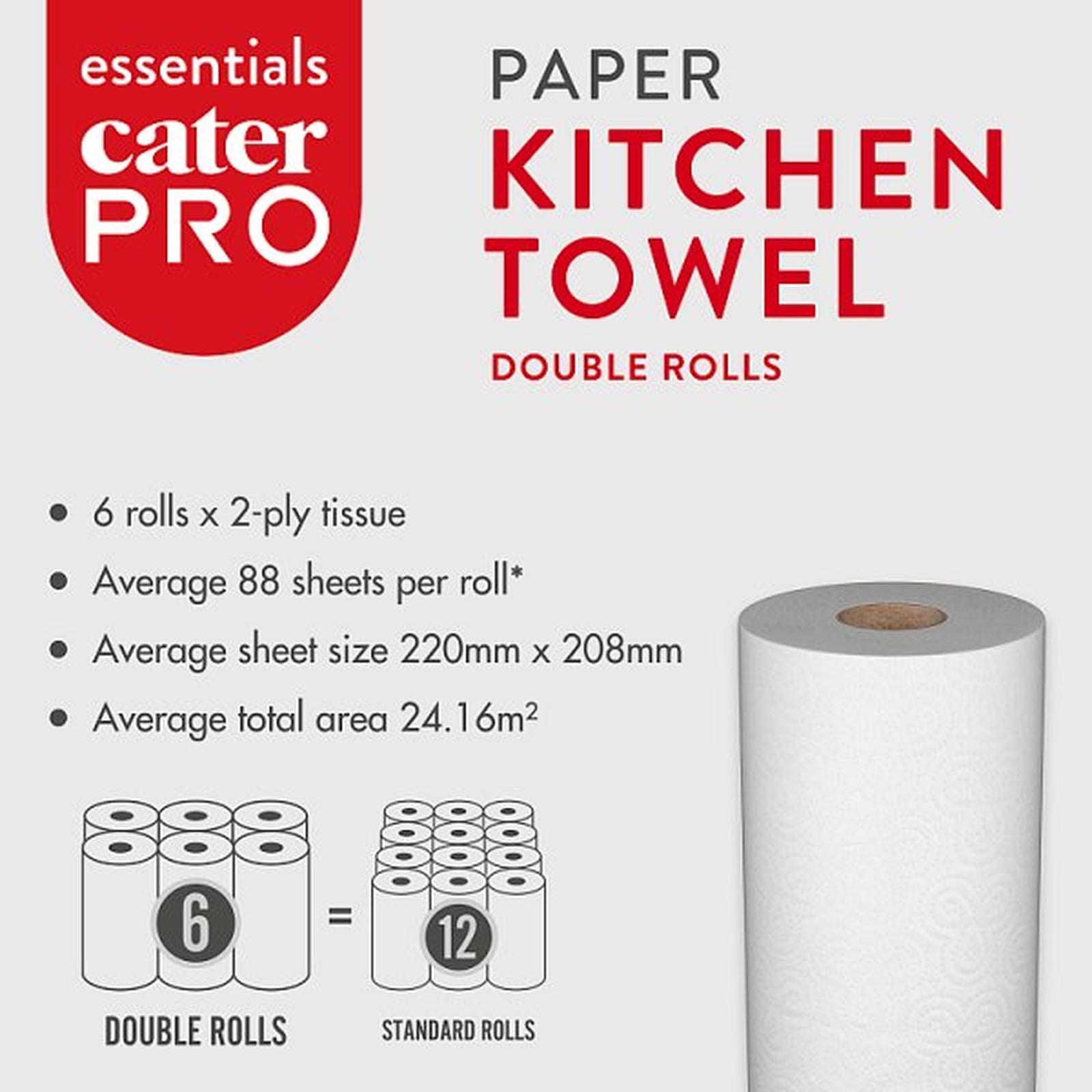 CaterPro Essentials 6 Paper Kitchen Towel Double Rolls
