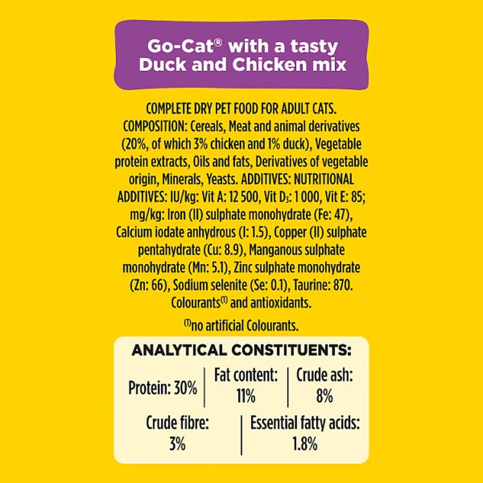 GO-CAT Chicken and Duck Dry Cat Food 750g PMP
