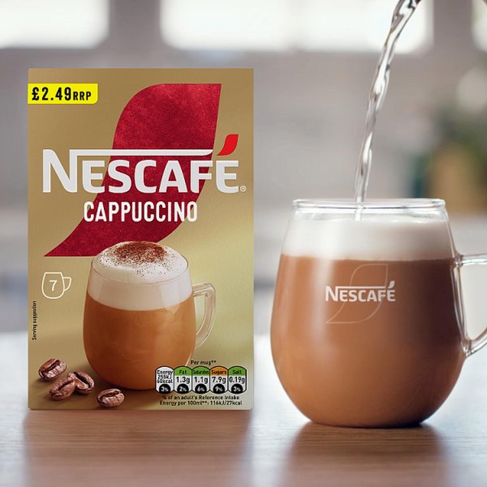 Nescafe Cappuccino Instant Coffee 7 x 15.5g Sachets PMP