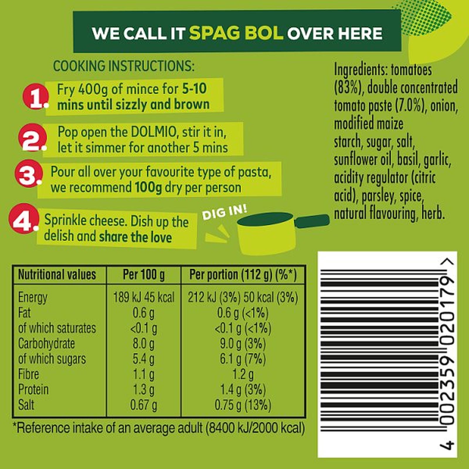 Dolmio Bolognese Original Pasta Sauce 450g PMP £2.19