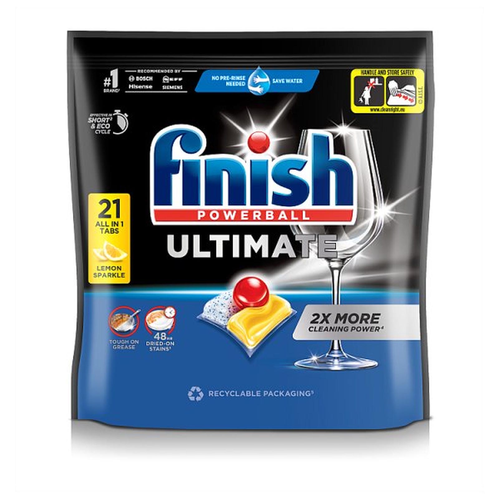 Finish Ultimate All In One Dishwasher Tablets Lemon - 21 Tabs
