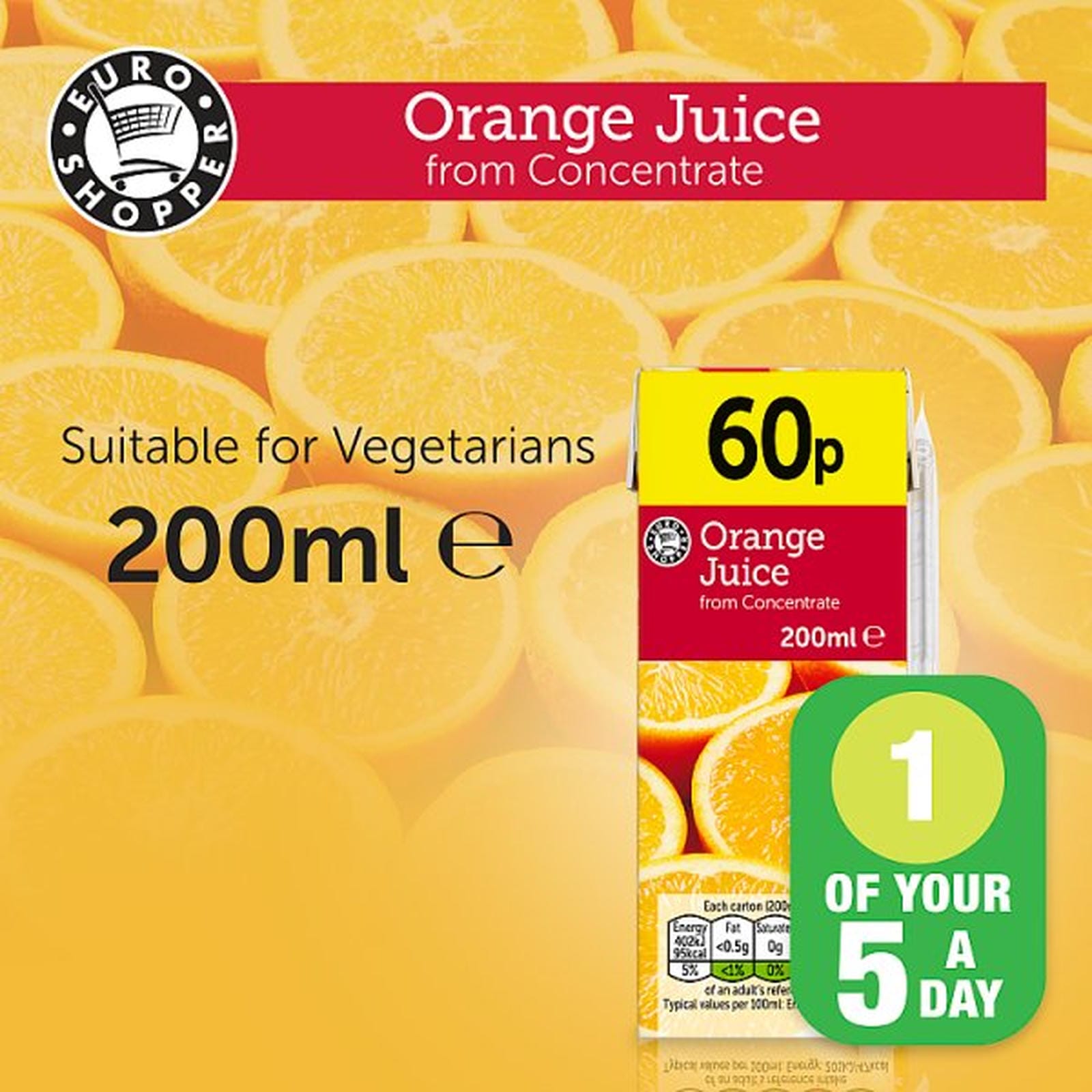 Euro Shopper Orange Juice from Concentrate 200ml