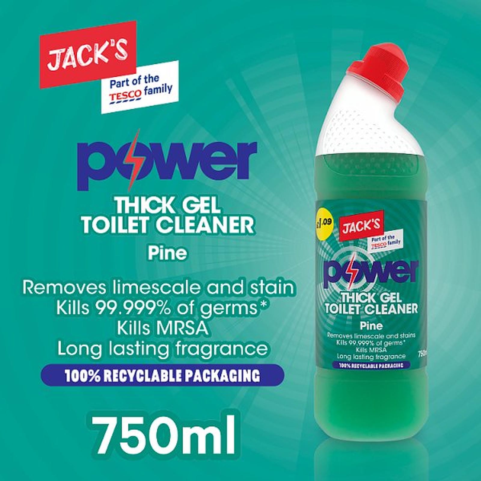 Jack's Power Thick Gel Toilet Cleaner Pine 750ml
