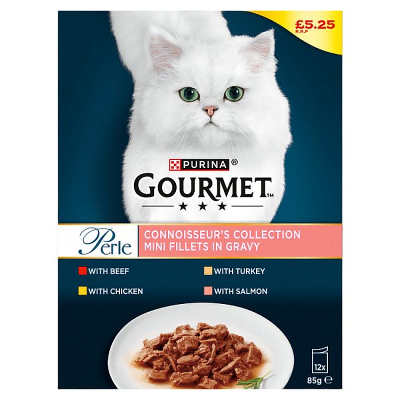 GOURMET Perle Mini Fillets in Gravy Connoisseur's Collection Wet Cat Food 12x85g