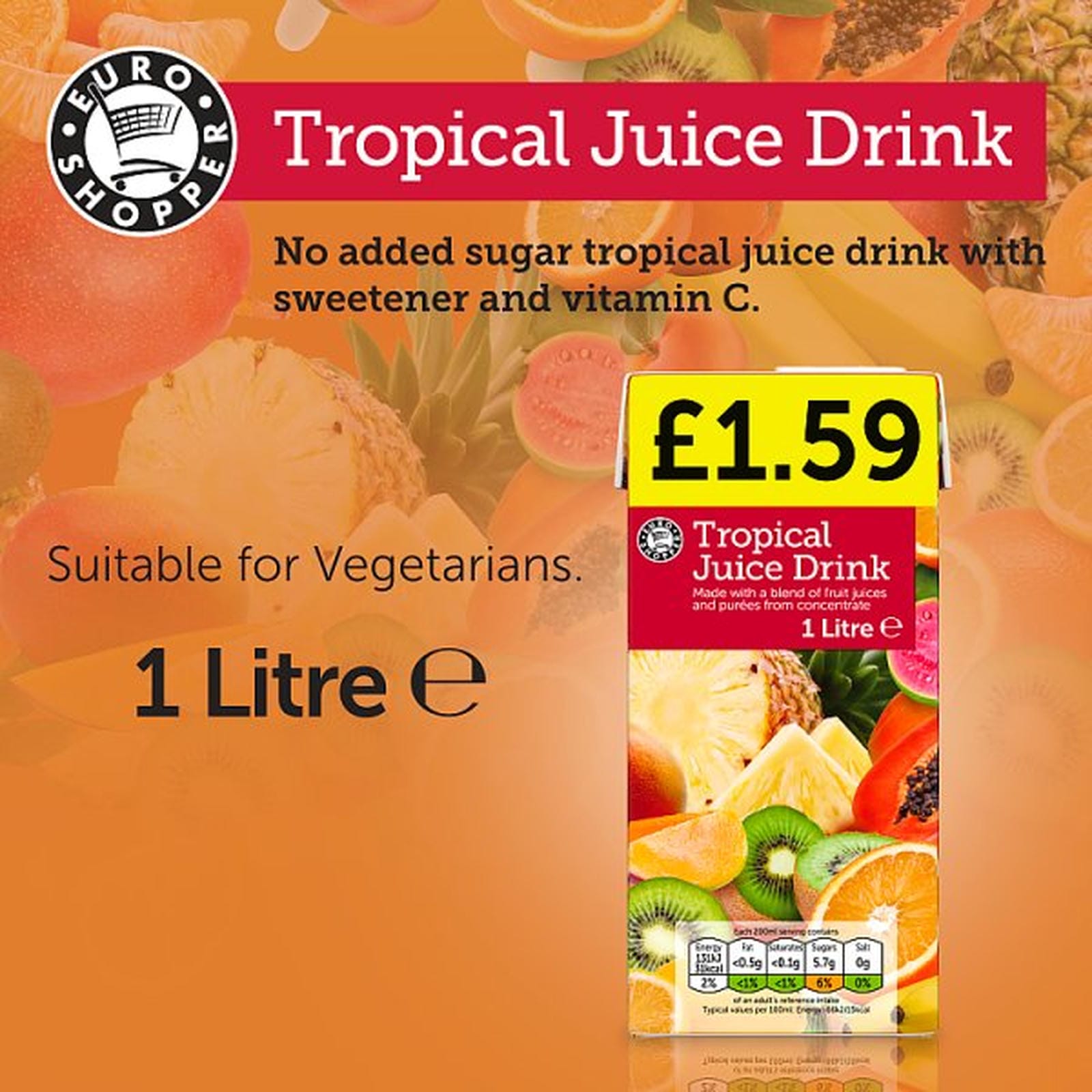Euro Shopper Tropical Juice Drink 1 Litre