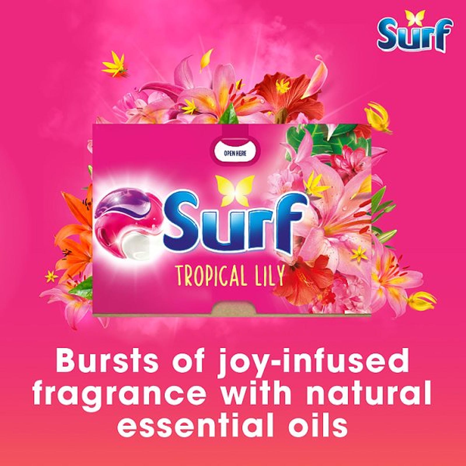 Surf 3 in 1 Laundry Washing Detergent Capsules Tropical Lily 26 washes