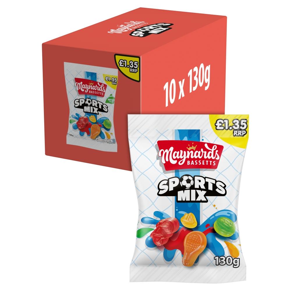 Maynards Bassetts Sports Mix Sweets Bag £1.35 PMP 130g – 10 x 130g