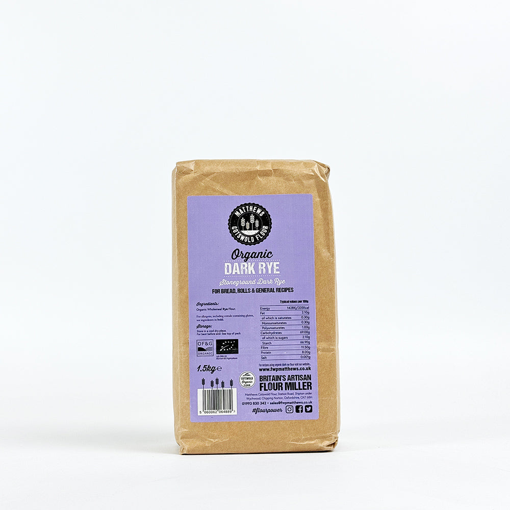 Matthews Cotswold Flour Stoneground Dark Rye Flour 1.5kg Multi Pack 5 x 1.5kg For Baking