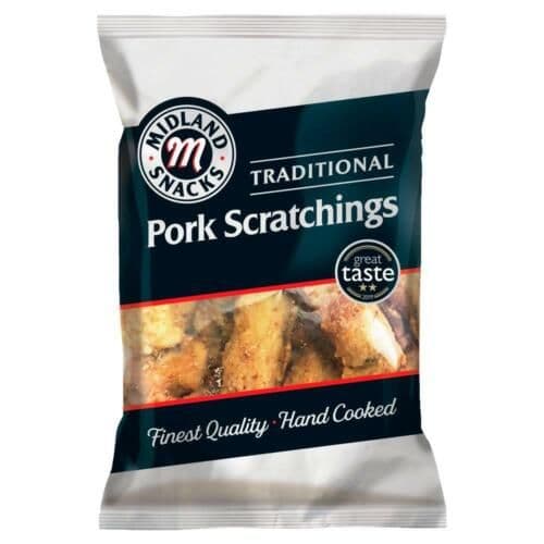 Midland Snacks Traditional Pork Scratchings 70g – 12 x 70g