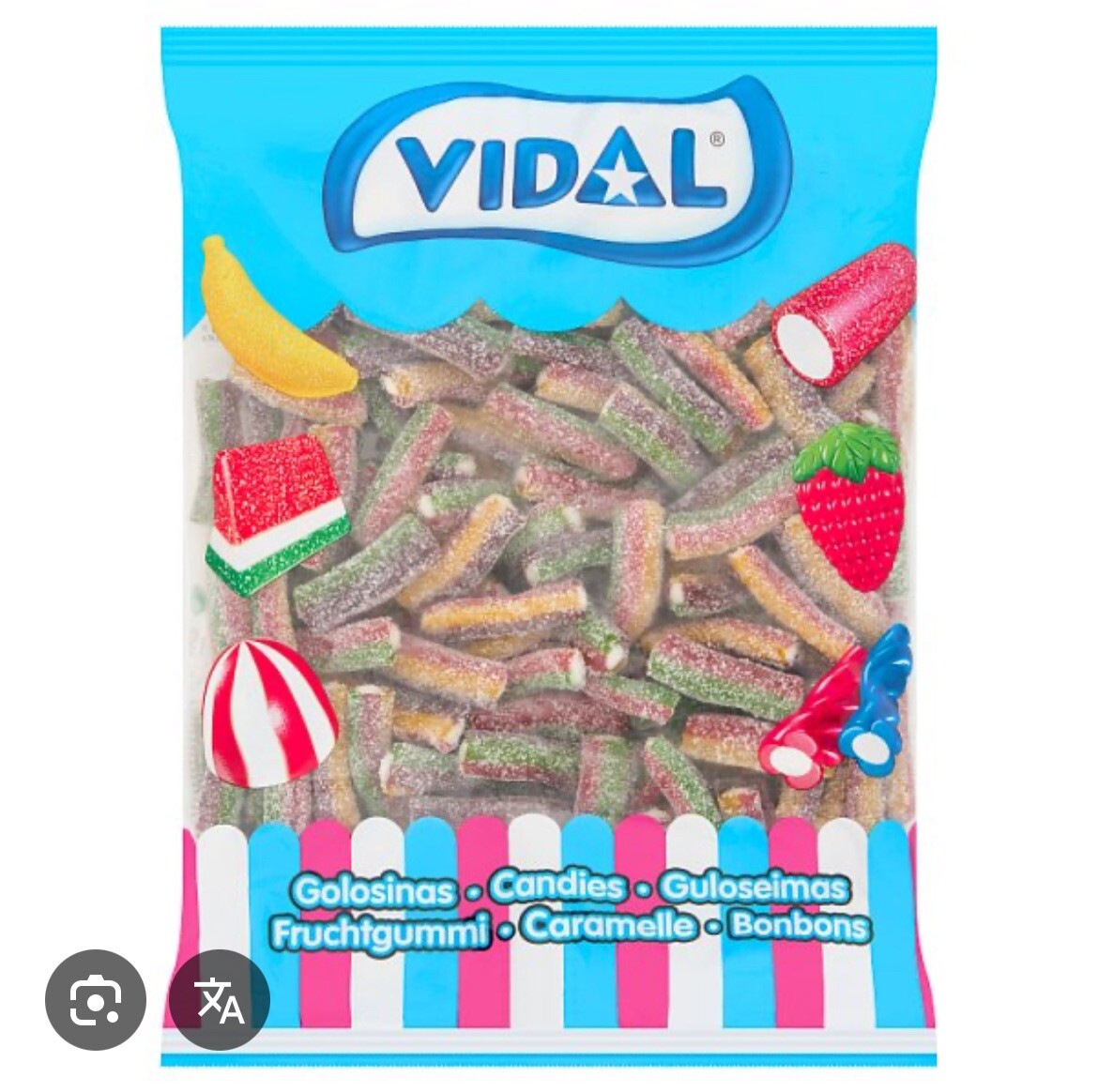 Vidal Sour Rainbow Mini Pencils Candies 1kg – 6 x 1kg