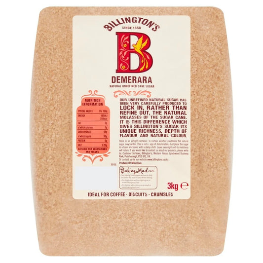 Billington's Demerara Natural Unrefined Cane Sugar 3kg – 1 x 3kg