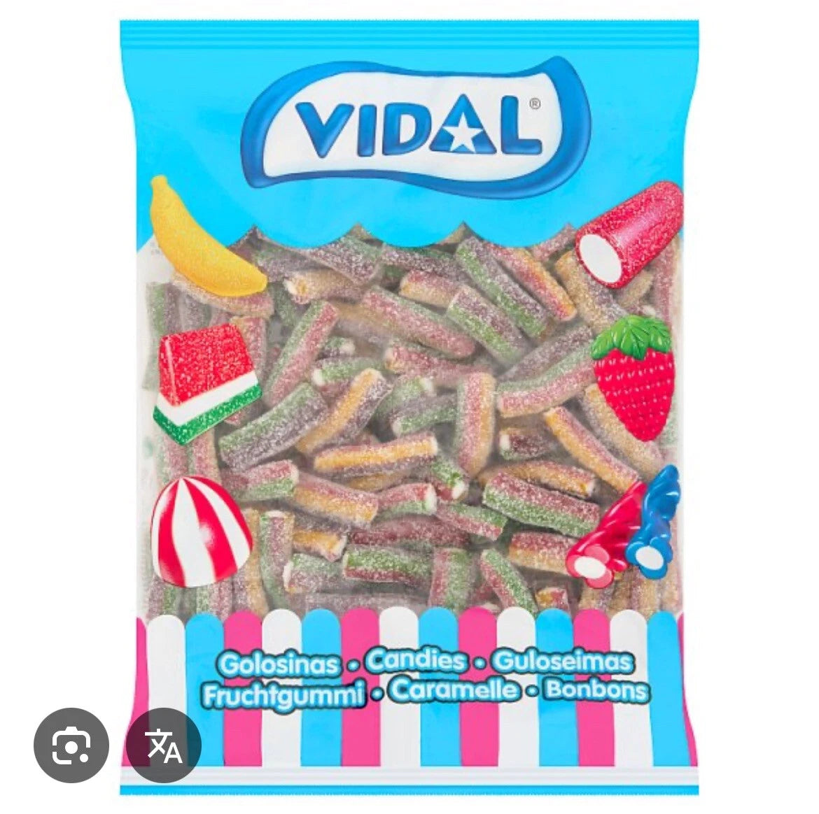 Vidal Sour Rainbow Mini Pencils Candies 1kg – 1 x 1kg