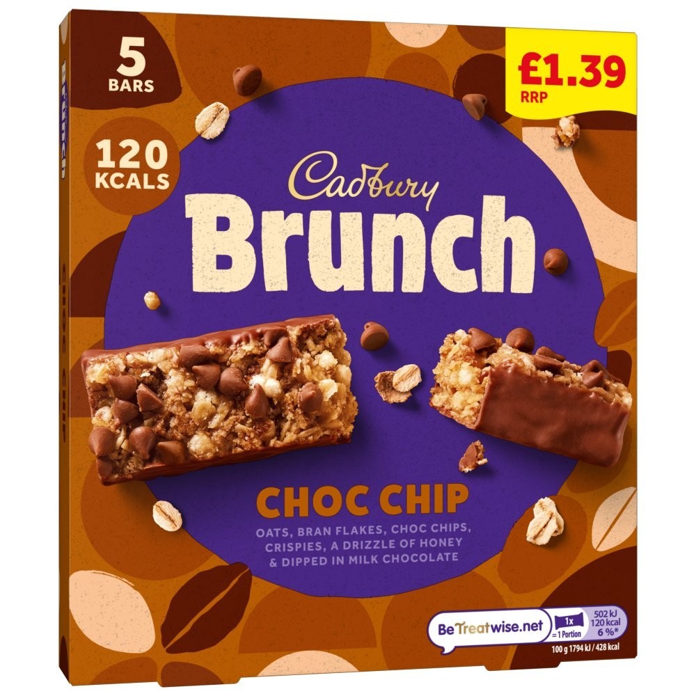Cadbury Brunch Oats Cereal Bars Chocolate Chip 112 g 4 Pack Multipack Breakfast Snack