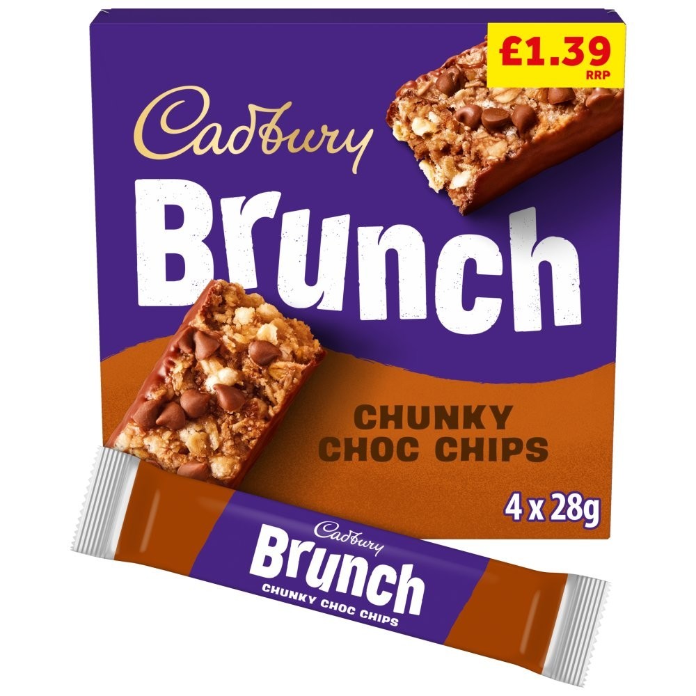 Cadbury Brunch Oats Cereal Bars Chocolate Chip 112 g 4 Pack Multipack Breakfast Snack