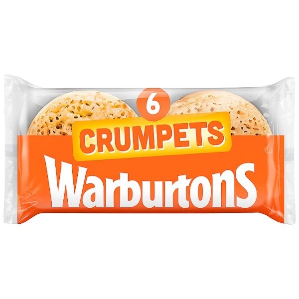 Warburtons Crumpets Fresh Soft Breakfast 6 Pack Packaged For Breakfast Ready To Toast