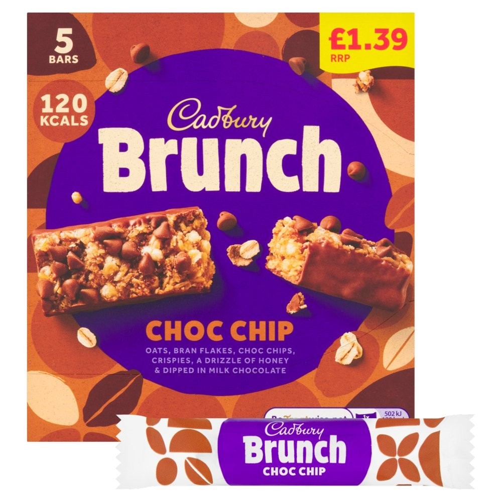 Cadbury Brunch Oats Cereal Bars Chocolate Chip 112 g 4 Pack Multipack Breakfast Snack