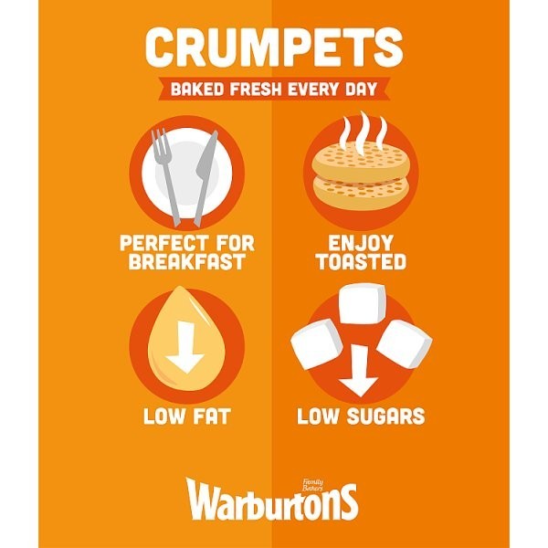 Warburtons Crumpets Fresh Soft Breakfast 6 Pack Packaged For Breakfast Ready To Toast