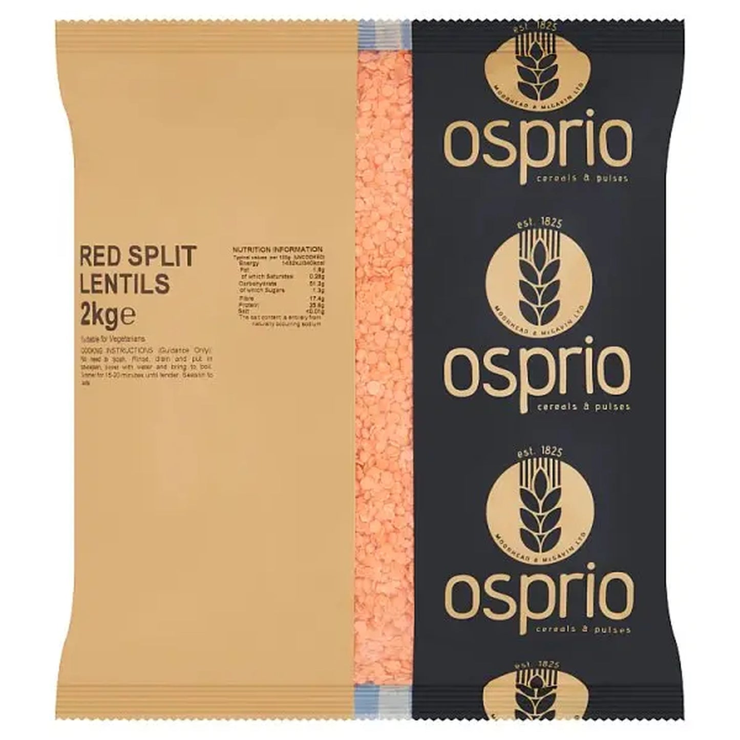 Osprio Red Split Lentils 2kg – 6 x 2kg