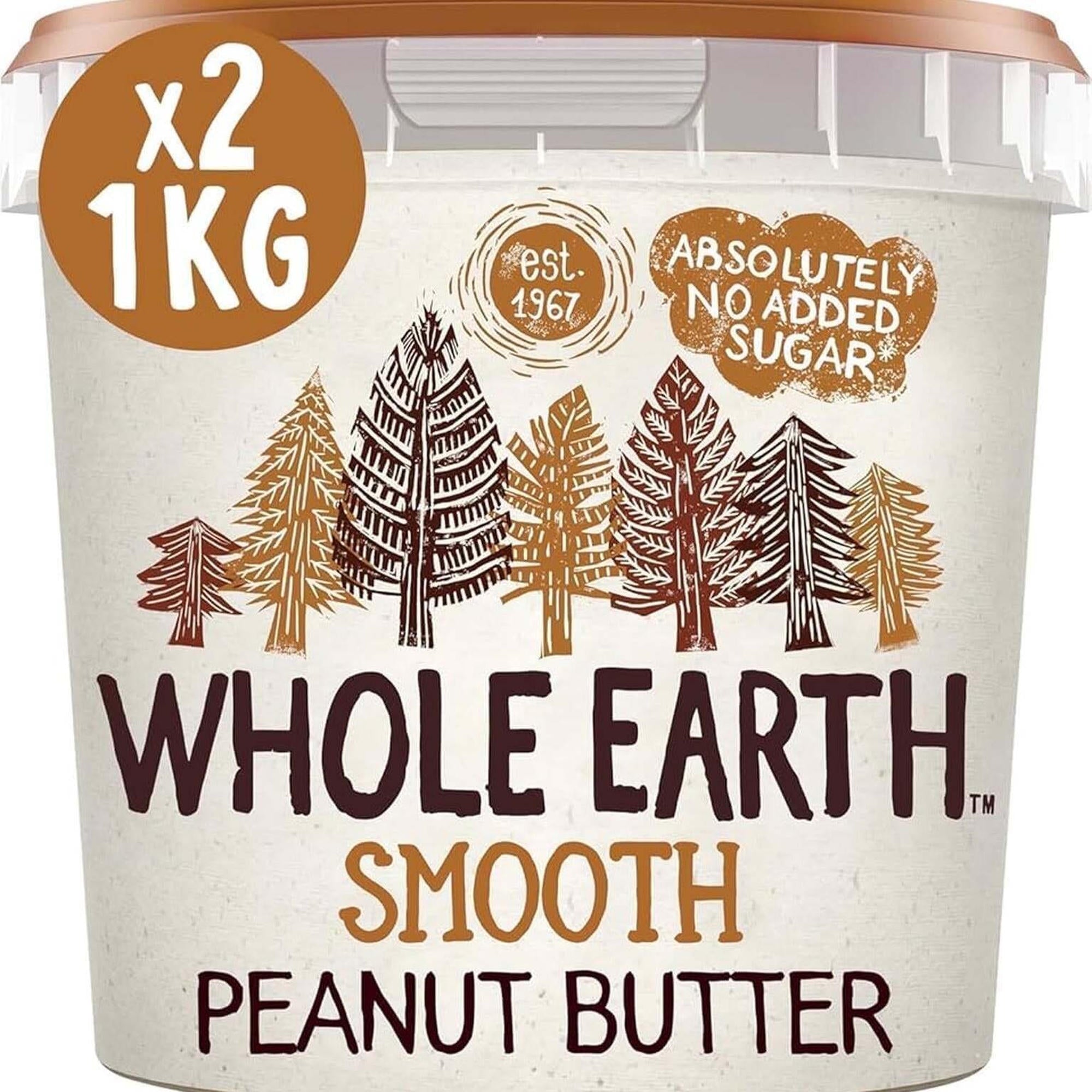Whole Earth Smooth Peanut Butter 1kg – 2 x 1kg