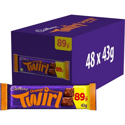 Cadbury Twirl Orange Chocolate Bar 89p PMP 43g – 48 x 43g