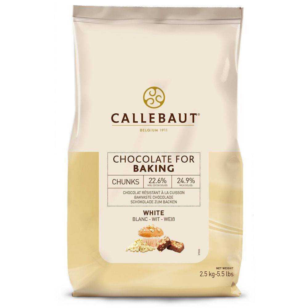 Callebaut Chocolate For Baking Chunks White 2.5kg Multi Pack 4 x 2.5kg Foodservice
