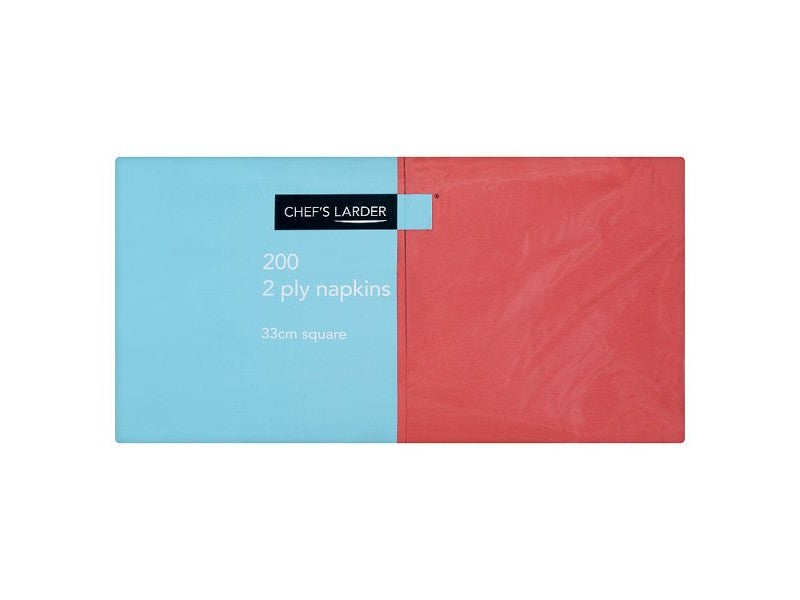 Chef's Larder 200 Red 2 Ply Napkins 33cm Square – 1 x 200s