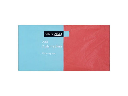 Chef's Larder 200 Red 2 Ply Napkins 33cm Square – 1 x 200s