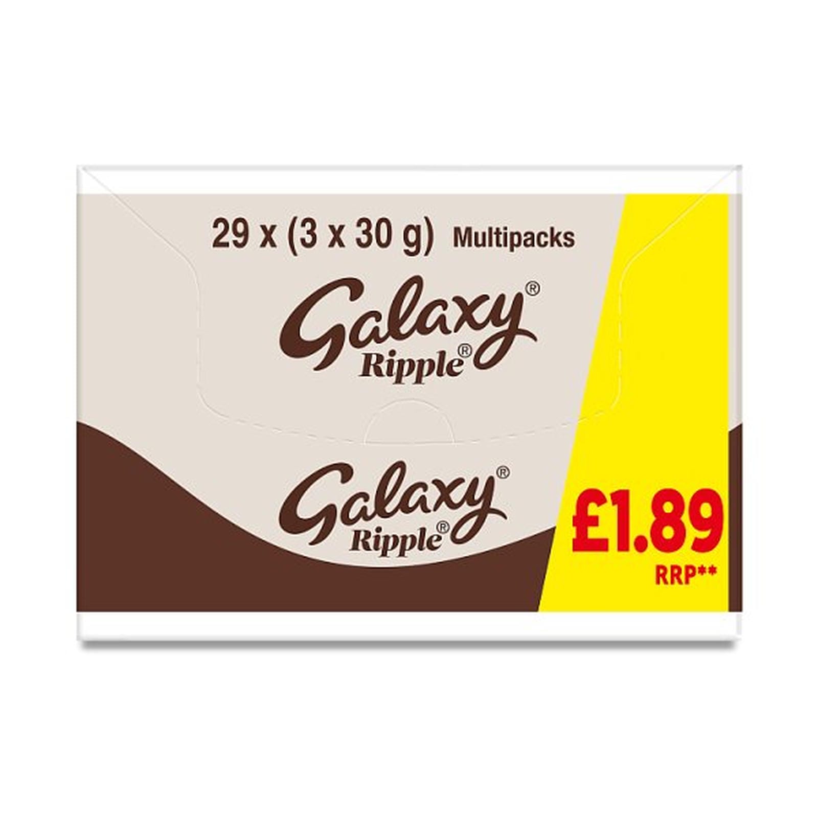 Galaxy Ripple Milk Chocolate Snack Bars Multipack £1.89 PMP 3x30g