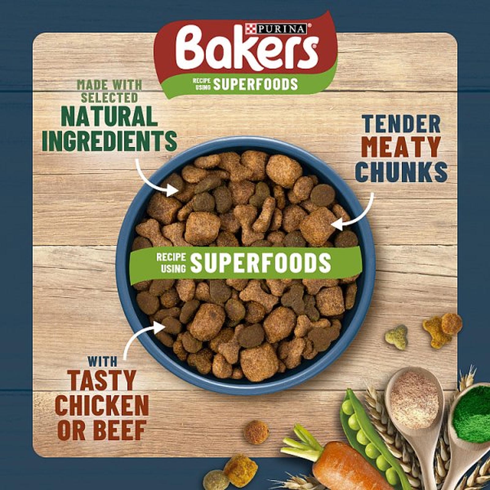 BAKERS Superfoods Chicken with Vegetables Dry Dog Food 1kg PMP