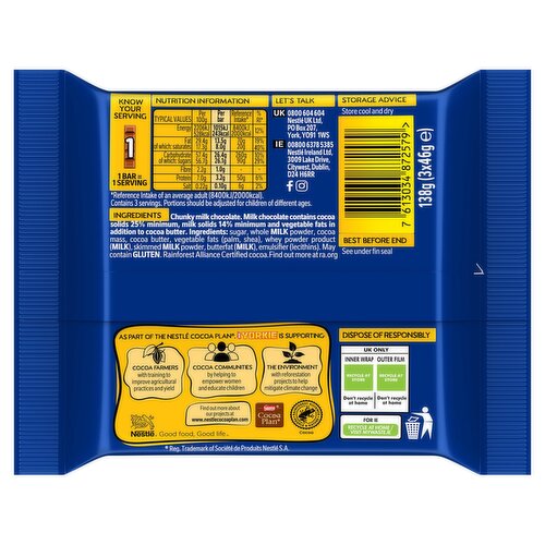 Yorkie Milk Chocolate Bar 3 Pack Multipack 138g – 14 x 3x46g