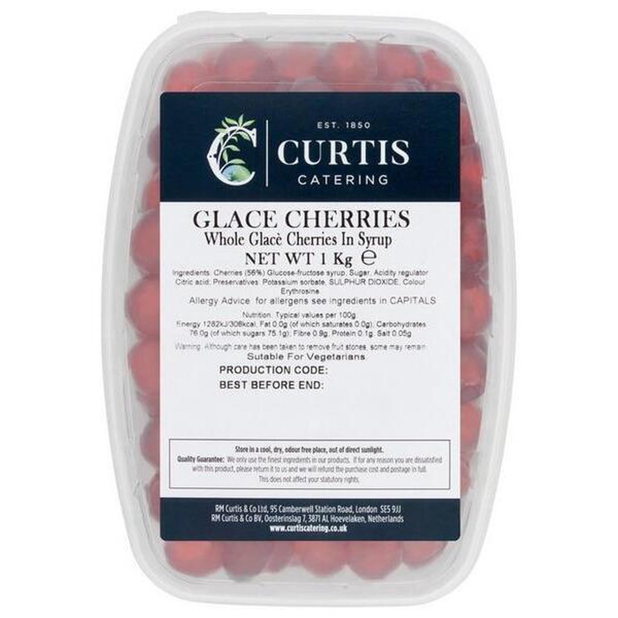 Curtis Catering Glace Cherries Whole 1kg Case Of 6 X 1kg Foodservice Bulk Pack Size