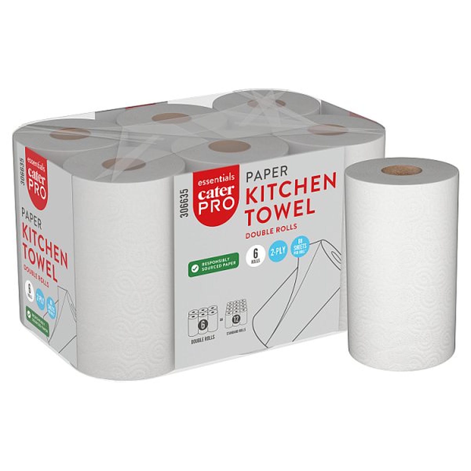 CaterPro Essentials 6 Paper Kitchen Towel Double Rolls