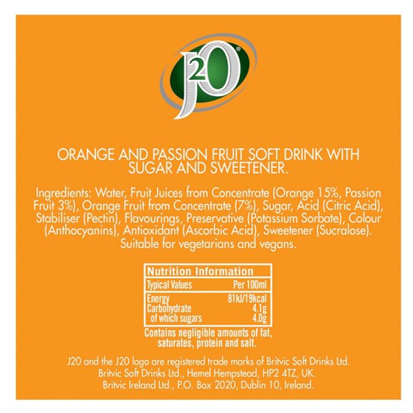 J2O Orange & Passion Fruit Bottle 275ml