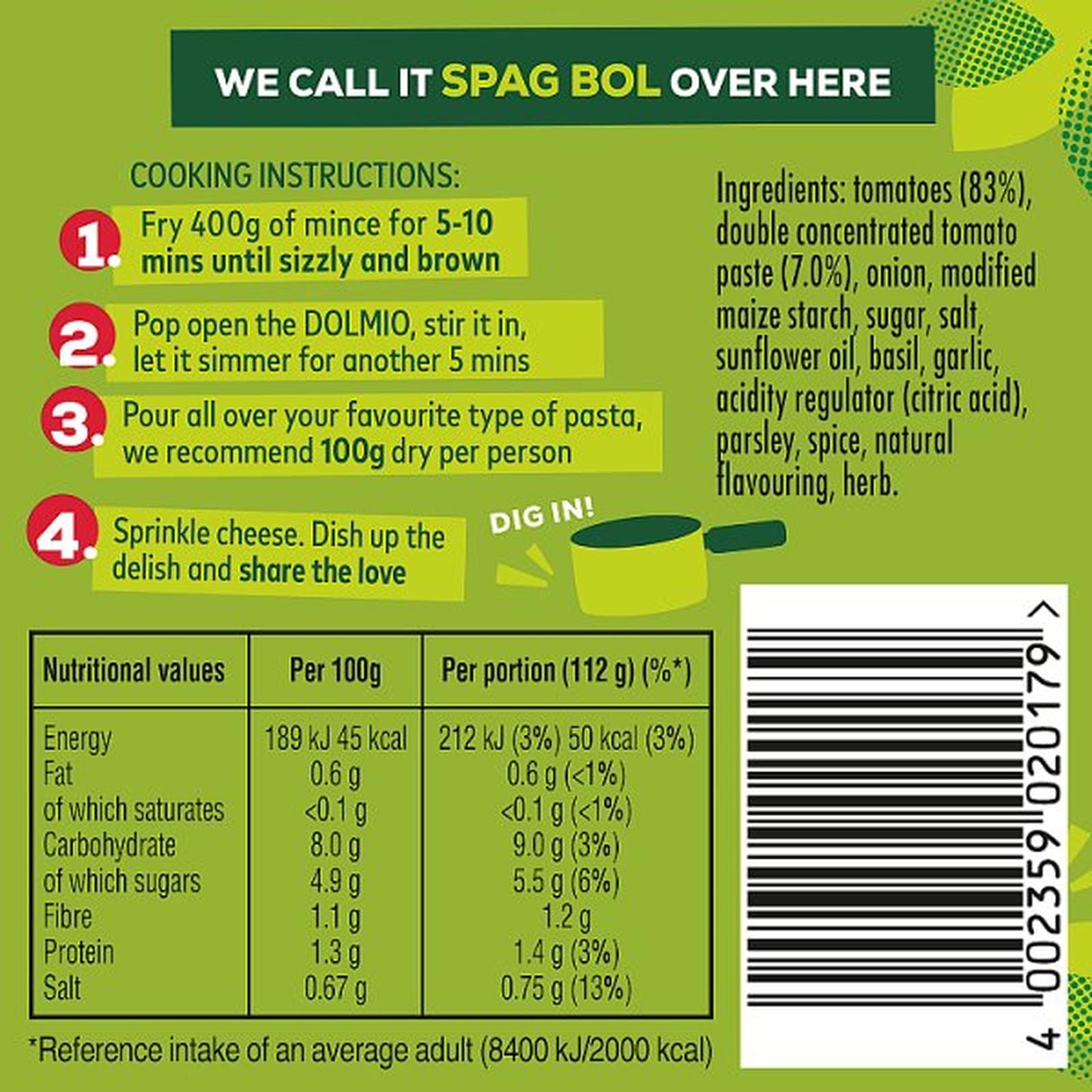 Dolmio Bolognese Original Pasta Sauce 450g PMP £2.19