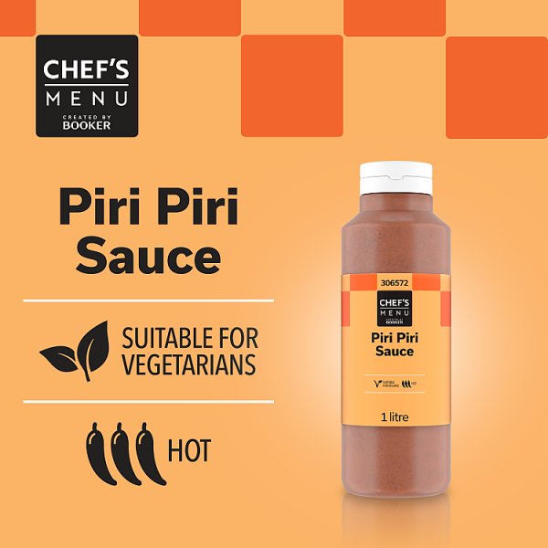 Chef's Menu Piri Piri Sauce Level 3 Heat With Citrus Edge Lemon Juice And Cayenne 1 Litre Bottle