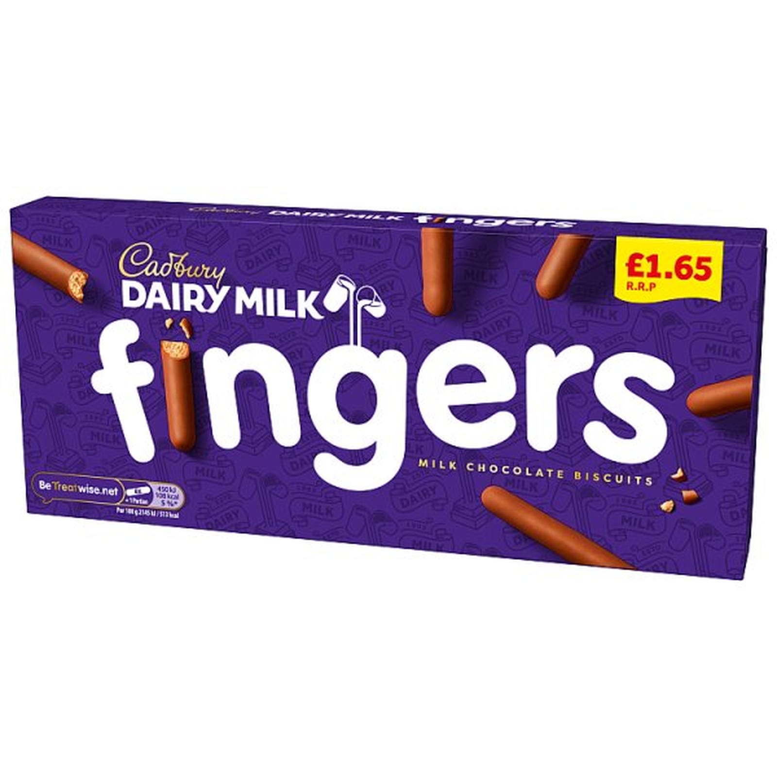 Cadbury Dairy Milk Fingers Milk Chocolate Covered Biscuits 114g PMP £1.65