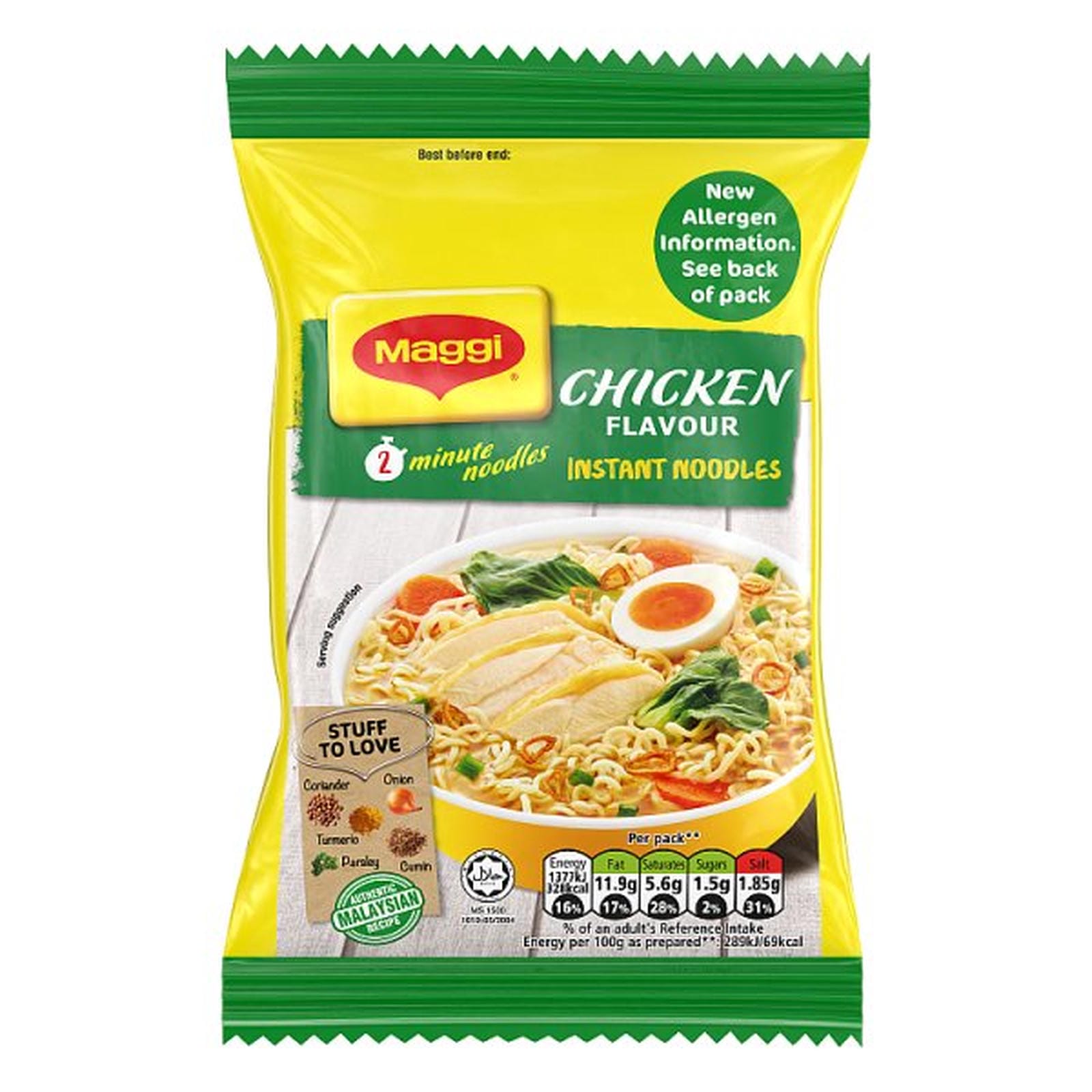 Maggi 2 Minute Authentic Malaysian Chicken Noodles Multipack 5x74g