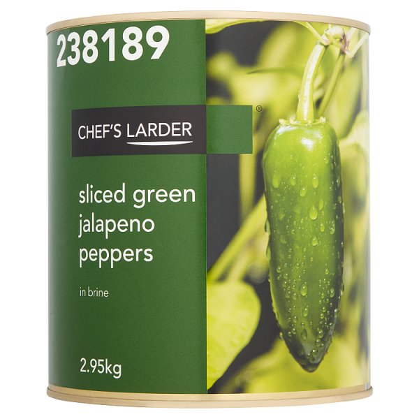 Chef's Larder Jalapeno Peppers Sliced Green In Brine 2.95kg 1 x 2.95kg Foodservice