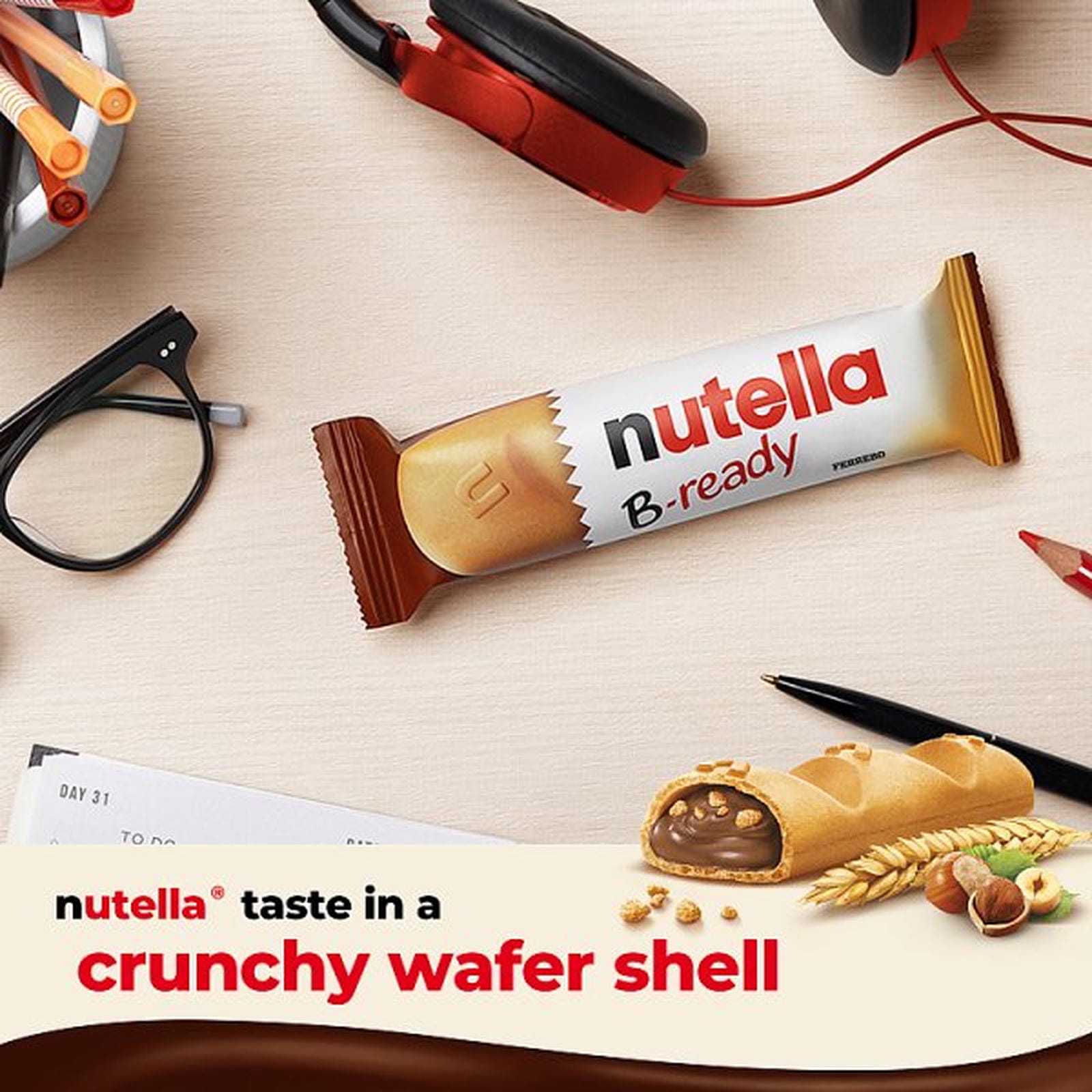 NUTELLA® B-ready 132g - 6 Bars x 22g Wafers filled with Nutella