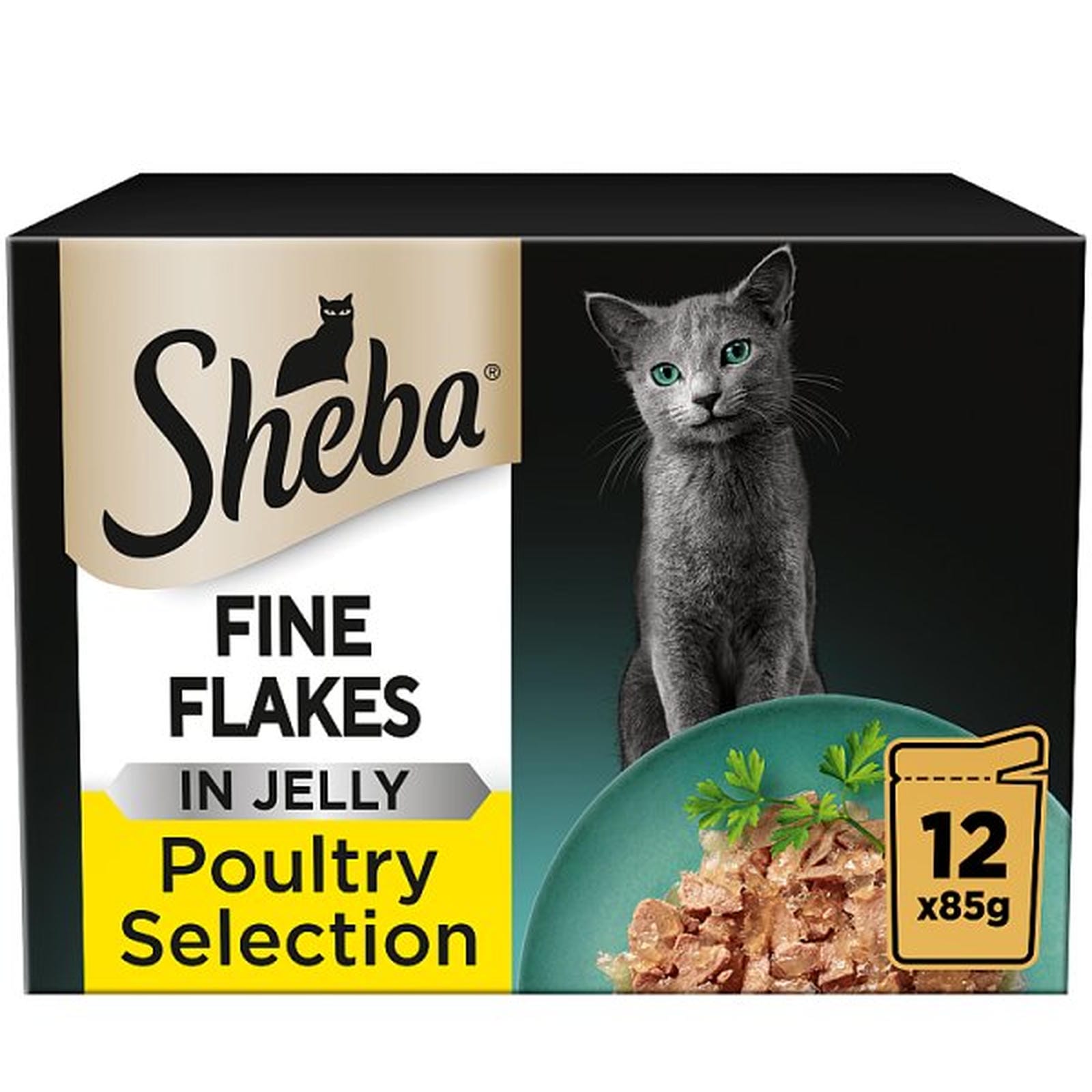SHEBA® Fine Flakes Adult Wet Cat Food Poultry Selection in Jelly 12 x 85g Pouch