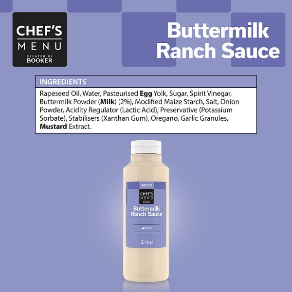 Chef's Menu Buttermilk Ranch Sauce Creamy Herbal Flavour Ideal For Salads Dips And Marinades 1 Litre