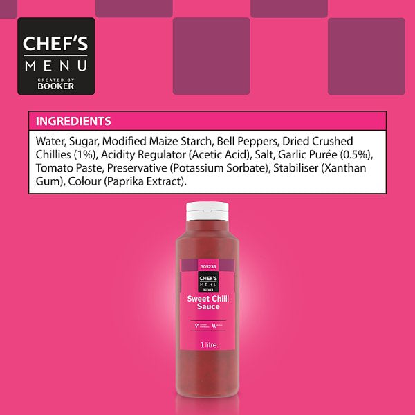 Chef's Menu Sweet Chilli Sauce Crushed Chillies And Garlic Medium-Heat 1.15kg Jar For Dipping, Marinades And Cooking