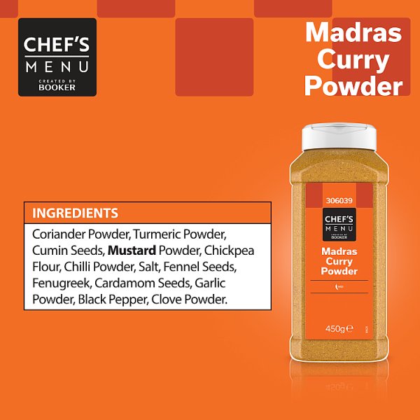 Chef's Menu Madras Curry Powder 450 g Mild Heat Indian Spice Blend For Curries Rice Dishes And Marinades