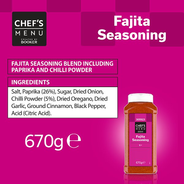 Chef's Menu Fajita Seasoning Mild Heat 670g Catering Size For Restaurants In UK Kitchens