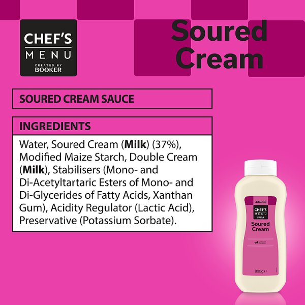 Chef's Menu Soured Cream Premium 890g Tub For Sauces And Desserts And Savoury Dishes
