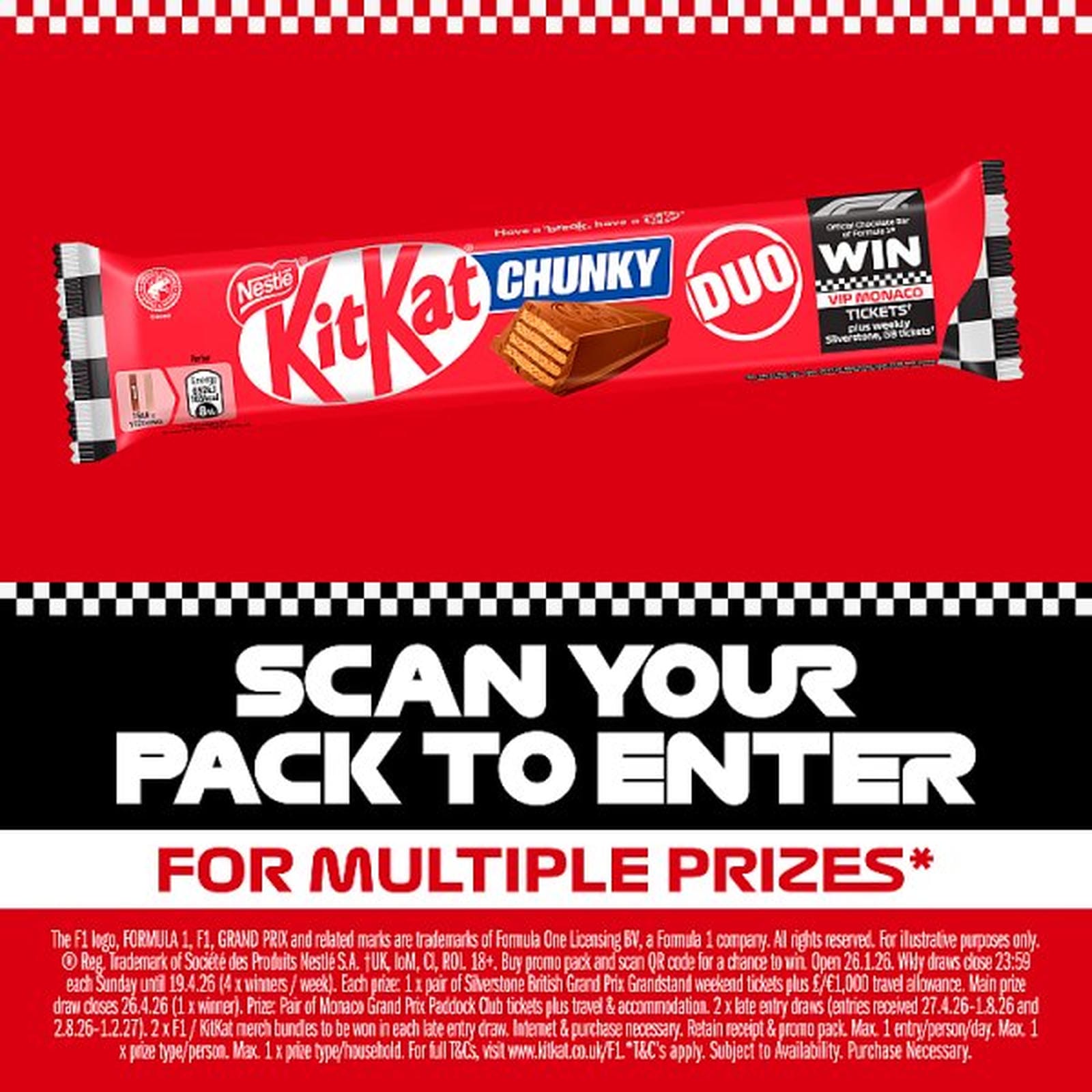 KitKat F1 Chunky Duo Milk Chocolate Bar 64g