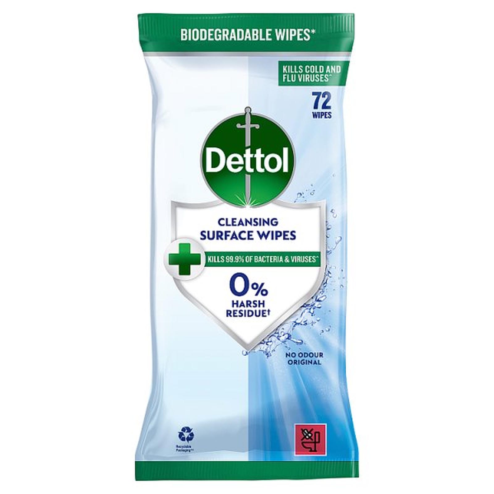 Dettol Antibacterial Disinfectant Biodegradable Multi Surface Cleaning Wipes 72